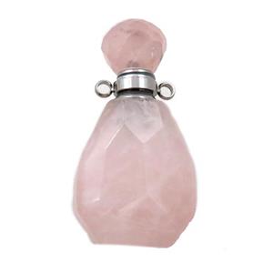 Rose Quartz perfume bottle pendant, approx 18-37mm [GM16067]