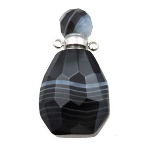 black striped Agate perfume bottle pendant, approx 18-37mm [GM16070]