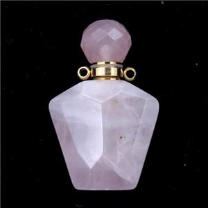 Rose Quartz perfume bottle pendant, approx 23-36mm [GM16085]