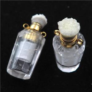 Clear Quartz perfume bottle pendant with druzy, approx 13-32mm [GM16110]