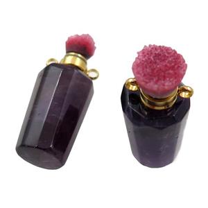 Amethyst perfume bottle pendant with druzy, approx 13-32mm [GM16112]
