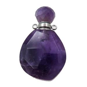 purple Amethyst perfume bottle pendant, approx 23-38mm [GM16117]