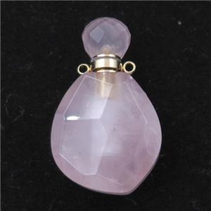 Rose Quartz perfume bottle pendant, approx 23-38mm [GM16122]