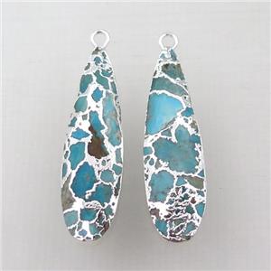 Mosaic Turquoise teardrop pendant, silver plated, approx 10-35mm [GM16130]