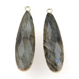 Labradorite teardrop pendant, gold plated, approx 10-35mm [GM16131]