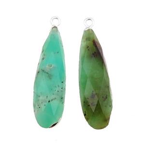 green Australian Chrysoprase teardrop pendant, silver plated, approx 10-35mm [GM16133]