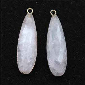 Rose Quartz teardrop pendant, gold plated, approx 10-35mm [GM16134]