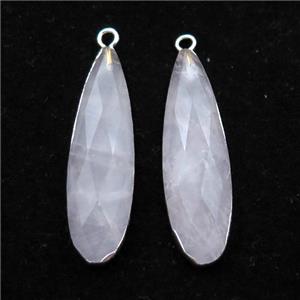 Rose Quartz teardrop pendant, silver plated, approx 10-35mm [GM16135]
