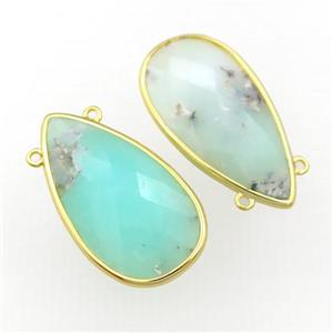 green Australian Chrysoprase pendant, faceted teardrop, gold plated, approx 16-30mm [GM16150]