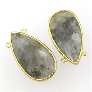 Labradorite pendant, faceted teardrop, gold plated, approx 16-30mm [GM16152]