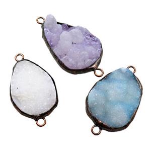 quartz druzy connector, freeform, mixed color, antique red, approx 25-40mm [GM16177]