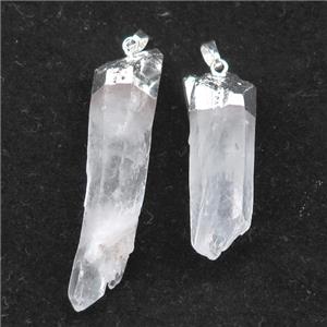 Clear Quartz stick pendant, silver plated, approx 13-60mm [GM16180]