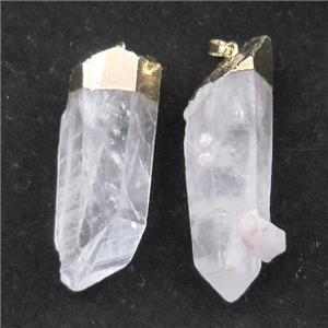 Clear Quartz stick pendant, gold plated, approx 13-60mm [GM16181]