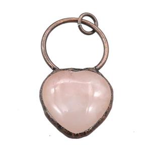 Rose Quartz heart pendant, antique red, approx 25mm [GM16187]