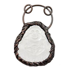 white Crystal Glass buddha pendant, antique red, approx 35-40mm [GM16192]
