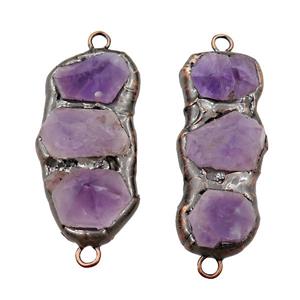 purple Amethyst stick connector, point, antique red, approx 18-40mm [GM16194]