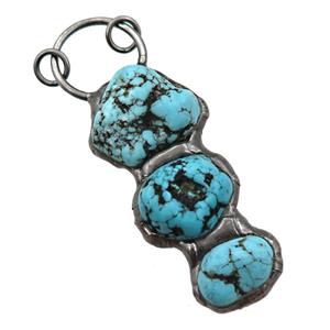 Blue Magnesite Turquoise Nugget Pendant Antique Black, approx 20-60mm [GM16196]