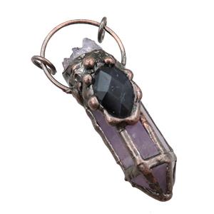 Amethyst bullet pendant, antique red, approx 15-55mm [GM16198]