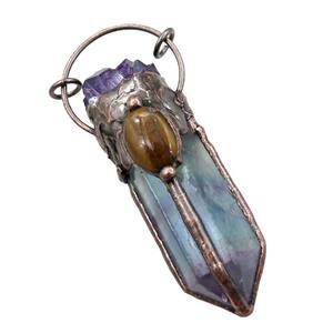Fluorite bullet pendant, antique red, approx 20-70mm [GM16200]