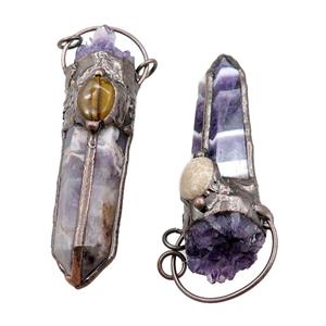 dogtooth Amethyst bullet pendant, tower, antique red, approx 15-55mm [GM16201-S]