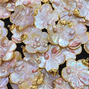 Mother of Pearl pendant, gold plated, approx 48mm [GM16211]