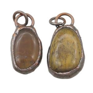Tiger eye stone pendant, freeform, antique red, approx 15-25mm [GM16228]