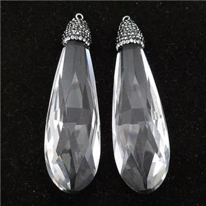 Crystal Glass teardrop pendant paved rhinestone, approx 22-75mm [GM16237]
