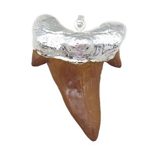 resin pendant, sharktooth, silver plated, approx 45-60 [GM16238]