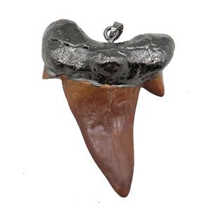 resin pendant, sharktooth, black plated, approx 45-60 [GM16240]