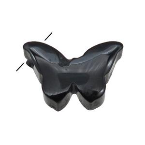 black onyx agate butterfly pendant, approx 12-18mm [GM16255]