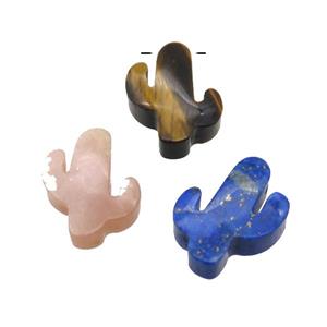 mix Gemstone cactus pendant, approx 13-18mm [GM16264]