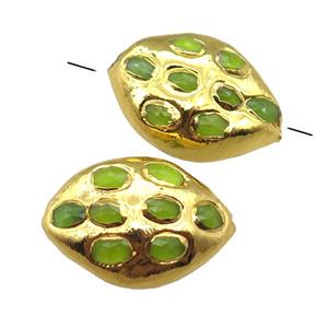 olive jade oval beads, gold plated, approx 20-30mm [GM16273]