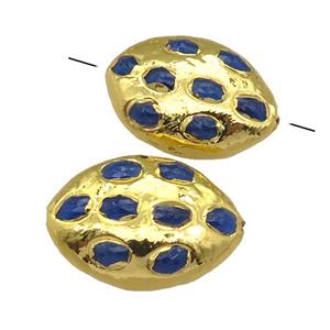 royalblue jade oval beads, gold plated, approx 20-30mm [GM16274]