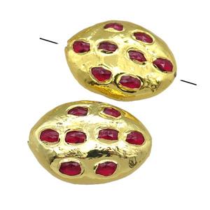 red jade oval beads, gold plated, approx 20-30mm [GM16277]