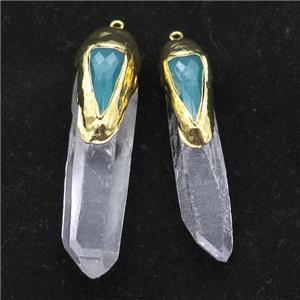 Clear Quartz stick pendant, gold plated, approx 12-70mm [GM16285]