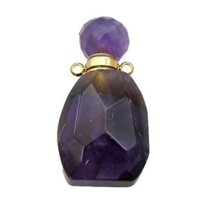 Amethyst perfume bottle, gold plated, approx 18-37mm [GM16320]