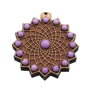 wood pendant pave lepidolite, approx 43mm [GM16322]
