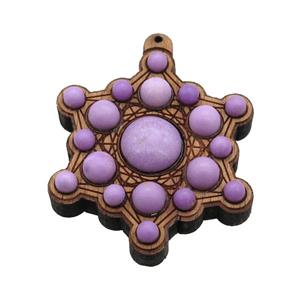 wood pendant pave lepidolite, approx 43mm [GM16327]