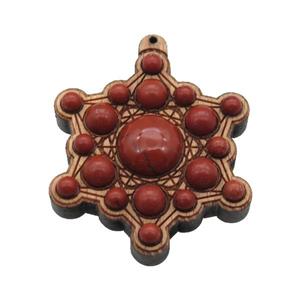 wood pendant pave red jasper, approx 43mm [GM16328]
