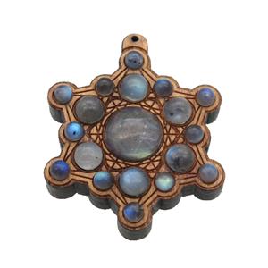 wood pendant pave labradorite, approx 43mm [GM16329]