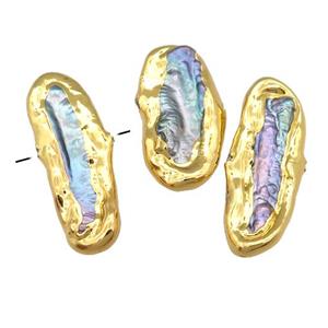 natural rainbow pearl beads, freeform, gold plated, approx 10-25mm [GM16340]