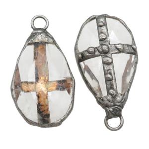 Crystal Glass Teardrop pendant, antique red, approx 30-50mm [GM16351]