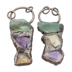 Multicolor Fluorite Nugget Pendant Antique Red, approx 15-45mm [GM16353]