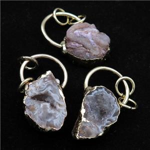 Agate Druzy Geode pendant, freeform, gold plated, approx 15-28mm [GM16358]