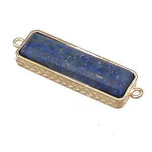 blue Lapis rectangle connector, gold plated, approx 10-28mm [GM16375]