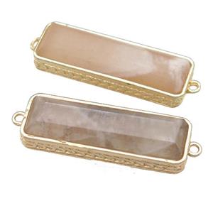 peach Sunstone rectangle connector, gold plated, approx 10-28mm [GM16381]