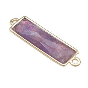 purple Amethyst rectangle connector, gold plated, approx 8-20mm [GM16384]