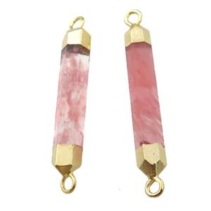 watermelon pink Synthetic Quartz stick connector, gold plated, approx 6-35mm [GM16387-L]