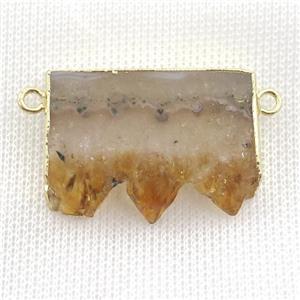 yellow Citrine Druzy slice pendant, gold plated, approx 15-35mm [GM16393]