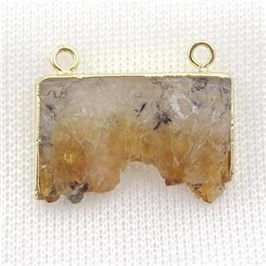 yellow Citrine Druzy slab pendant, gold plated, approx 15-35mm [GM16394]